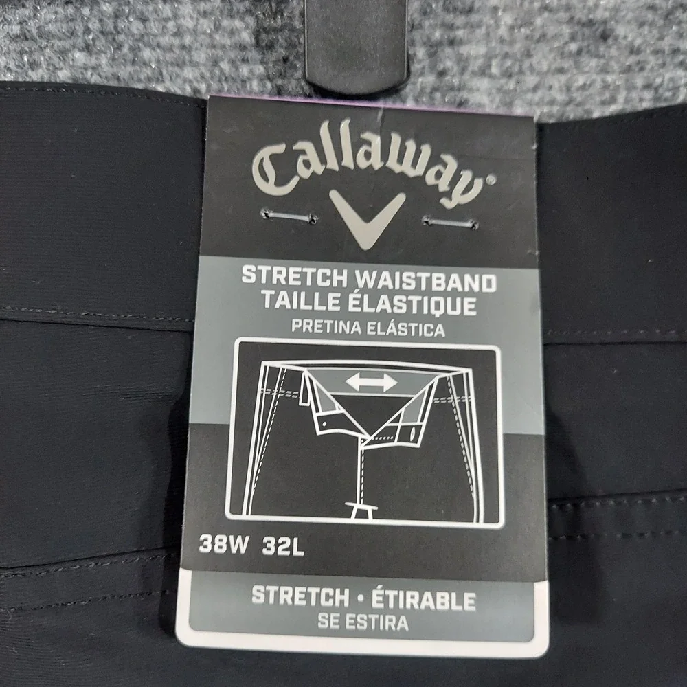 Callaway Golf Pants Men 38x32 Caviar Black Stretch Waistband CGBSE0T3 NEW